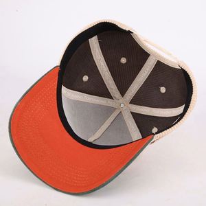 Casquette de baseball snapback en velours côtelé à 5 panneaux avec logo personnalisé de haute qualité, broderie 3D, design sportif unisexe - Product Image 6