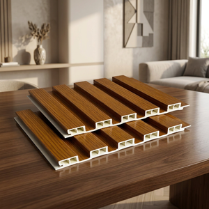PVC Wall <b>Panel</b> <b>Wood</b> Grain Texture Fluted Slat Cladding Indoor Decoration Soundproof Waterproof Contemporary Minimalist Style - Product Image 1