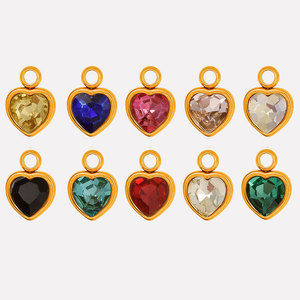 2025 tim Birthstone vàng và thép không gỉ 12 màu sắc pha lê mặt dây chuyền tự làm phụ kiện Vòng Cổ Vòng đeo tay mặt dây chuyền bán thành phẩm đối với trang sức làm - Product Image 6