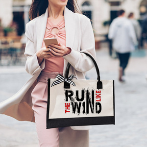 Rts chúng tôi kho 20sets/CTN New thăng hoa khoảng trống mua sắm túi Composite cotton và linen đen rộng dưới Ba Lô Túi - Product Image 5