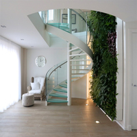 Escalier en colimaçon métallique commercial pour villa, facile à installer, avec rampe en verre, escalier hélicoïdal intérieur