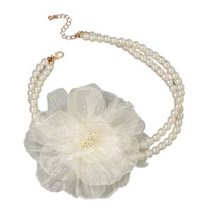 <span class=keywords><strong>Collier</strong></span> ras-du-cou tendance pour femme avec perles d'imitation et chaîne à maillons floraux, en <span class=keywords><strong>fil</strong></span> de <span class=keywords><strong>nylon</strong></span>, style doux, double couche, cadeau d'anniversaire - Product Image 1