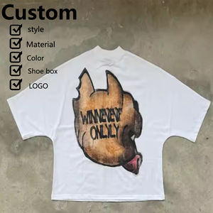 Échantillon d'usine de personnalisation: DTG-imprimé streetwear hip-hop drop shoulder surdimensionné personnalisé pour hommes boxy 3/4 sleeve T-shirts. - Product Image 2