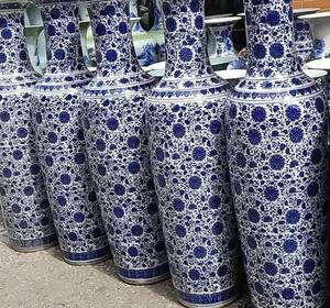 Vase à fleurs en porcelaine de Jingdezhen, décoration artistique, intérieur et extérieur, grand vase en céramique bleu et blanc - Product Image 5