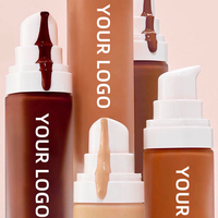 Krim BB cair melembabkan, Foundation bubuk Wajah Label pribadi untuk wanita warna hitam, Alas Bedak tahan air
