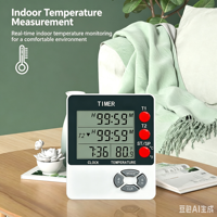 2-Kanal Digitaler Küchentimer mit Doppel-Countdown, Zeit- und Temperaturanzeige, Lautem Alarm, Uhr und Magnet