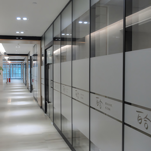 High Quality Slim Modern Aluminium Frosted Glass <strong>Partition</strong> <strong>Wall</strong> for Hall Meeting Rooms Dining Areas Warehouses Exteriors - Product Image 2