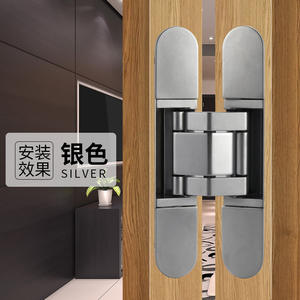 Bisagra invisible tridimensional ajustable de aleación de zinc negra para puerta interior, diseño cruzado para apertura interior y exterior - Product Image 4