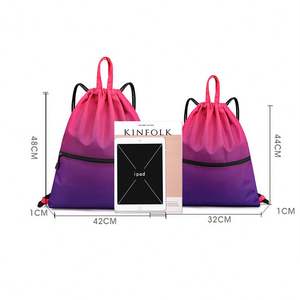 Custom logo Wholesale Polyester Zipper Drawstring Backpack <b>Bag</b> Reusable Outdoor Drawstring Sports Gym <b>Bag</b> Storage <b>Bag</b> - Product Image 2