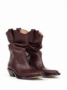 <span class=keywords><strong>Stivali</strong></span> da Cowboy <span class=keywords><strong>Neri</strong></span> Tabi da Donna in Pelle di Vitello con Punta Divisa, Tacco Basso a Blocco, Lunghezza alla Caviglia, Stile Western Slouchy da 55mm - Product Image 3