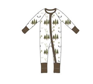 Qingli OEM fábrica personalizada para bebé sin arancel Eco-suave leche <span class=keywords><strong>seda</strong></span> otoño occidental estampados ropa informal bebé cremallera monos - Product Image 6