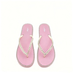 Women's Dressy Pink <b>Flip</b> <b>Flops</b> Rhinestone Jeweled Straps Bling Thong Sandals Spring Summer Wedding Beach Party Evening Fashion - Product Image 4