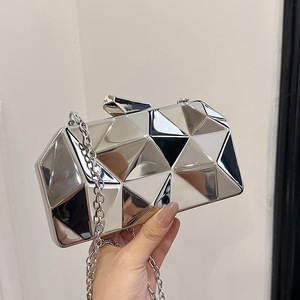 2026 New Fashion Ladies Designer Bags Irregular Rhombus Square Pattern Metal Chain <b>Clutch</b> Shoulder Bag - Product Image 2