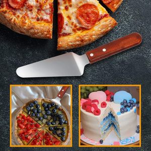 Surtechs International Paquete de 40 Espátulas para Pizza de Acero Inoxidable con Mango de Madera Antideslizante, Cortador de Tartas, Suministros para Fiestas - Product Image 4