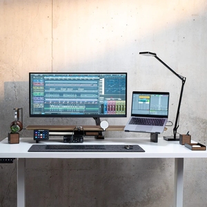 Gỗ tre kép Màn hình máy tính Riser Màn hình máy tính để bàn máy tính xách tay màn hình đứng bàn kệ màn hình đứng - Product Image 1