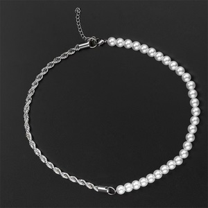 Fashion Unisex Jewelry Pearl Set Waterproof Stainless Steel Rope Chain <b>Shell</b> Pearl Link Chain Necklaces - Product Image 3