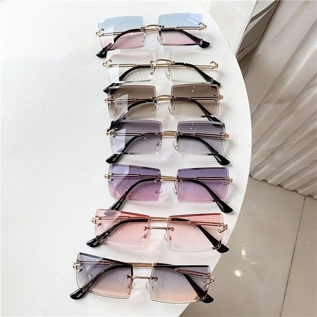 2026 Rimless Fashionable for Women Luxury Metal Rectangle Sunglasses for Men Diamond Cut Clear UV400 Vintage Sunglasses Square