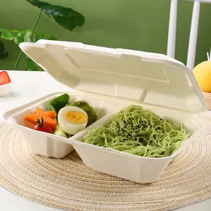 Environmental Friendly Biodegradable Boxes Sugarcane Food Containers Lunch Bowl Takeaway Container Packaging Bagasse Box