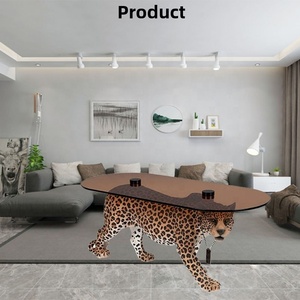 Nuovo Arrivo GEDO: Tavolino da Caffè Minimalista Irregolare con Design Leopardato in <span class=keywords><strong>Vetro</strong></span> per <span class=keywords><strong>Soggiorno</strong></span> - Product Image 5