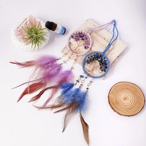 Acchiappasogni Intrecciato con Quarzo Rosa e Cristalli Naturali, Ciondolo per Auto con Chips di Ametista, Decorazione per la Casa - Product Image 5