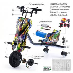 Vente en gros directe d'usine, kart à dérive rotatif à <span class=keywords><strong>360</strong></span> degrés, <span class=keywords><strong>3</strong></span> <span class=keywords><strong>roues</strong></span>, 36V <span class=keywords><strong>350W</strong></span>, scooter électrique pour enfants, scooter à dérive, tricycle - Product Image 5