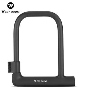 WEST BIKING Cadenas en U robuste haute sécurité <span class=keywords><strong>pour</strong></span> <span class=keywords><strong>VTT</strong></span>, vélo de route, moto, grande taille, antivol en acier avec clé - Product Image 1