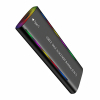 Penjualan Langsung Pabrik OEM M.2 SATA/NVME PCIe Aluminium SSD Enclosure dengan Kapasitas 4TB Lampu RGB Warna-warni Garansi 12 Bulan