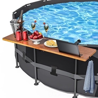 Table de bord de piscine en bois d'extérieur Marazual, pliable, en bois massif, réglable avec étagère de rangement