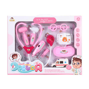 Ensemble de jouets en bois miniature rose pour enfants, jeu de simulation de médecin et de dentiste avec injection simulée - Product Image 1