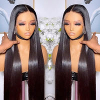 Perruque HD 12-30 pouces, cheveux raides, cheveux humains vierges brésiliens, dentelle transparente 13x4, pré-épilée, sans colle