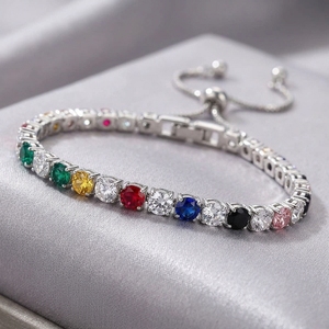 Pulsera con Dijes Geométricos de Circonita de Colores Mezclados <span class=keywords><strong>para</strong></span> <span class=keywords><strong>Mujer</strong></span>, Joyería de Regalo - Product Image 2