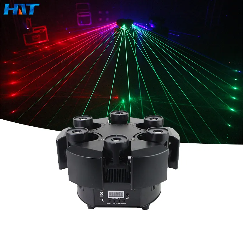 HT nuovo modello di illuminazione scenica 6 teste a testa mobile DMX control 21CH 6 occhi fascio di luce laser per matrimonio piccolo club per feste