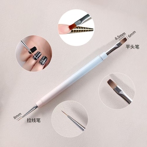 Pinceau à ongles double embout avec manche métallique bicolore, pinceau de précision pour gel, outil de manucure professionnel pour salon, marque privée - Product Image 5