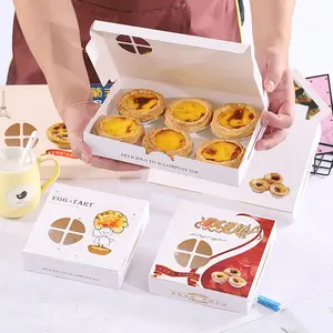 Harga Grosir Logo Cetak Kustom Kue Tart Telur Kue Kemasan Makanan Kotak Kertas