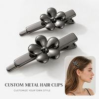 Barrettes à cheveux personnalisées en alliage de zinc Mosen Boutique, barrettes à fleurs noires de luxe, production de cadeaux OEM spécialisée