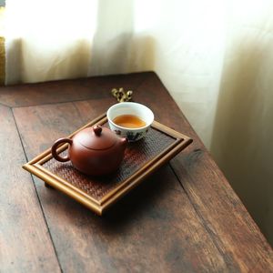 Lacquered <b>tea</b> table, bamboo Japanese-style <b>tea</b> <b>set</b>, <b>tea</b> tray, small household <b>tea</b> table, teapot mat, dry brewing table, one - Product Image 2