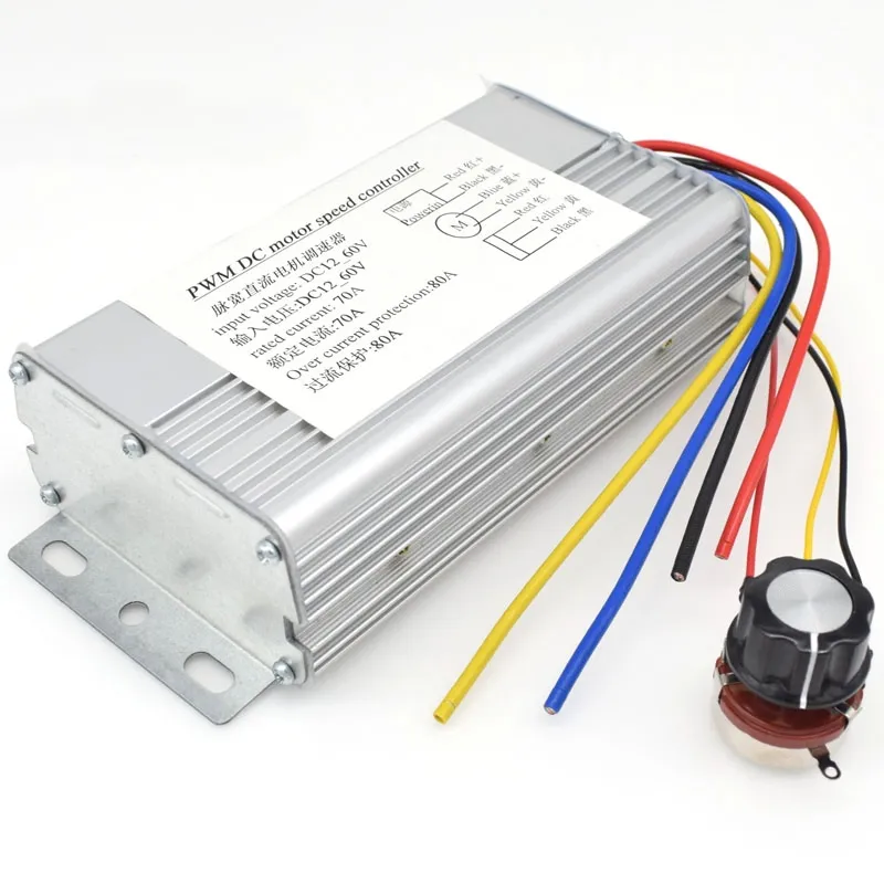 Công suất cao 4000 Wát DC10-60V 70A PWM DC Tốc độ động cơ điều khiển 12V 24V 36V 48V động cơ bàn chải điều chỉnh với hơn hiện tại bảo vệ