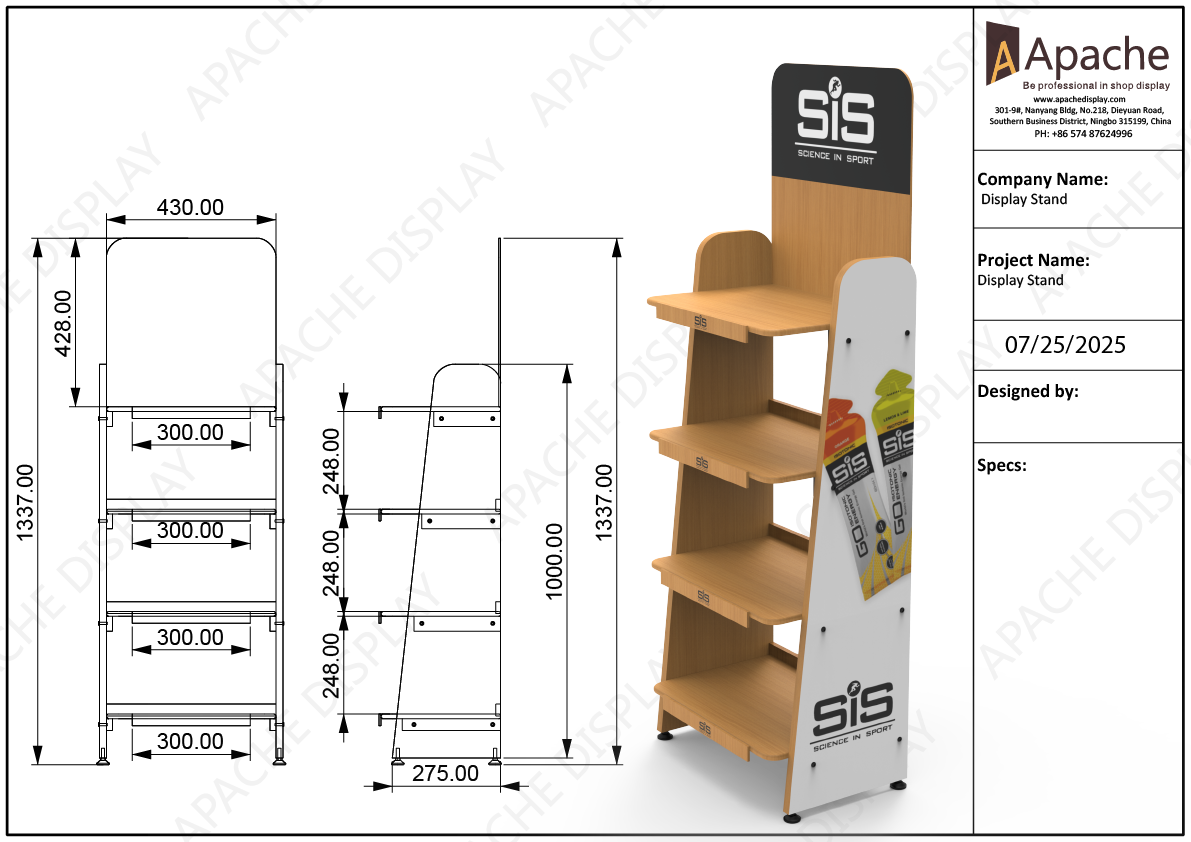 Custom Wooden Sports Nutrition Display Stand Multi Tier for Retail Stores and Gyms — view 2