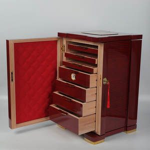 Luxury Handmade American Style MDF Desktop Humidor Custom Logo Wooden Cigar Cabinet <b>Box</b> Polished Lacquer Case Pattern Gift <b>Box</b> - Product Image 1