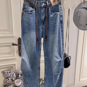 Jeans de Pierna Ancha y Cintura Alta para Mujer, 2025 |   Pantalones Vaqueros Retro de Marca de Moda con Tirantes Tejidos, Pantalones Casuales Holgados - Product Image 5