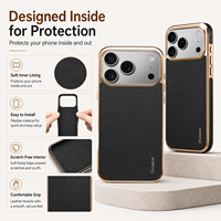 Étui de téléphone Denior Luxury Premium en cuir véritable plaqué or, protection 360°, compatible avec les séries Apple 18/17/16/15/14/13/12