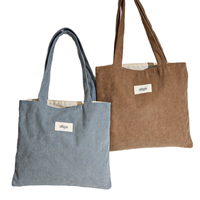 Bolso de mano de pana a la moda, bolso de hombro suave para otoño e invierno, bolso de compras de algodón reutilizable de gran capacidad para mujeres y niñas, uso diario