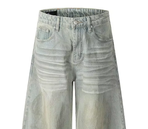 Pantalones Cargo de Algodón Vaquero Estilo Banana Vintage con Efecto Teñido Tridimensional, Machete, Cintura Media, Unisex, Sueltos, de Peso Pesado, Lavados - Product Image 4