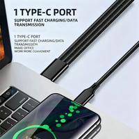 Câble de charge USB C multi-appareils 60W, câble de charge multi USB C 3-en-1, charge rapide, cordon de type C