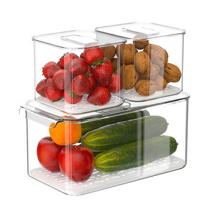 Wholesale Refrigerator Organizer Bins Clear Plastic Food Storage & Container with Lids for Fruits, Vegetables