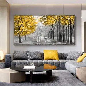 60 * 120厘米新款现代手工刀调色板油画树景深色家居装饰墙艺术