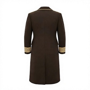 Manteau long marron de reproduction d'uniforme militaire à double boutonnage pour homme - Product Image 2