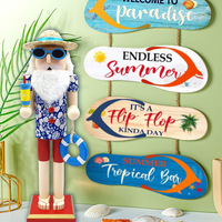 Casse-noix tropical Hawaïen en bois, faible MOQ usine, figurine de casse-noix pour l'été et le surf, ornement pour fête côtière