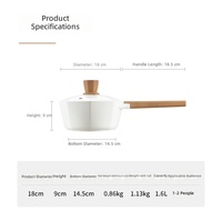 Casserole octogonale antiadhésive en céramique écologique de 18 cm, 1,6 L avec couvercle, compatible induction, en métal