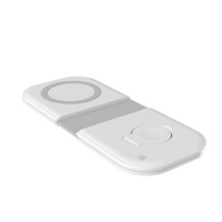 Faltbares Ladedock-Kraftwerk 2 in 1 Magnetisches kabelloses Ladegerät 15W Schnell ladegerät für Apple Watch iPhone mit LED-Licht